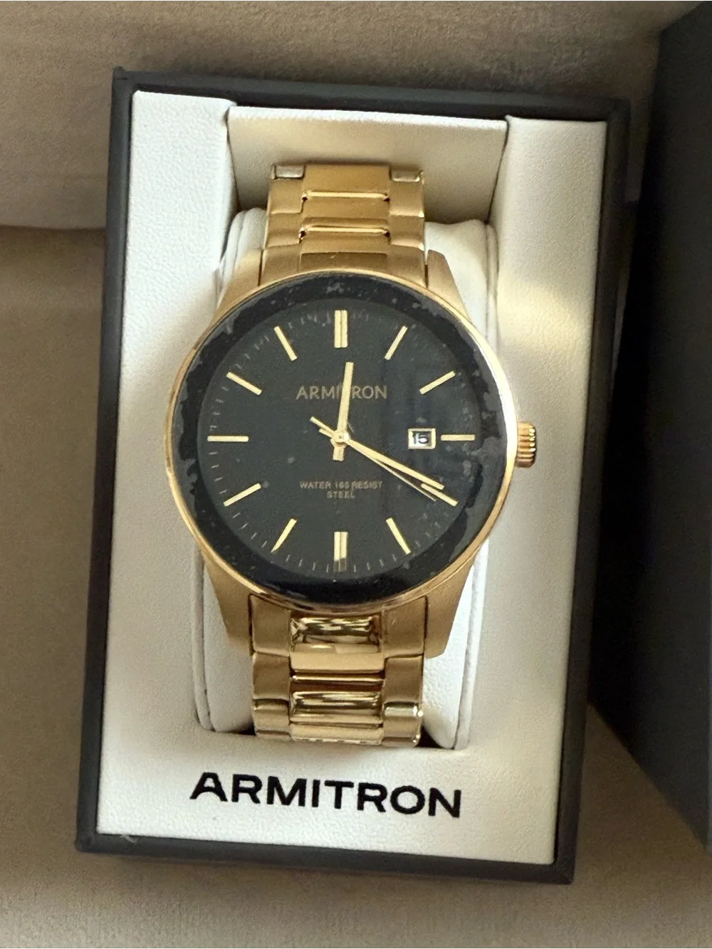 Armitron Men's Gold Tone Black Dial Bracelet Watch